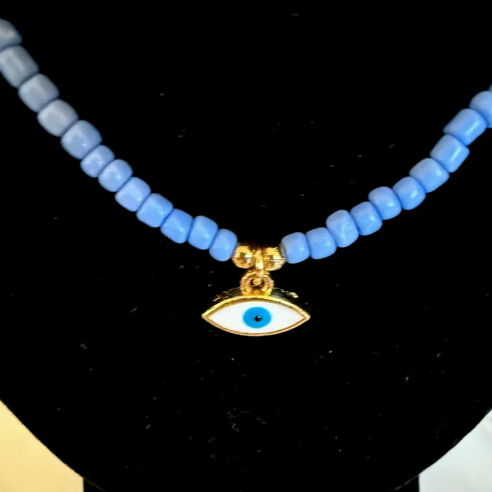 Blue Evil Eye Beaded Necklace New Evil Eye pendant Jewelry Women / Girls